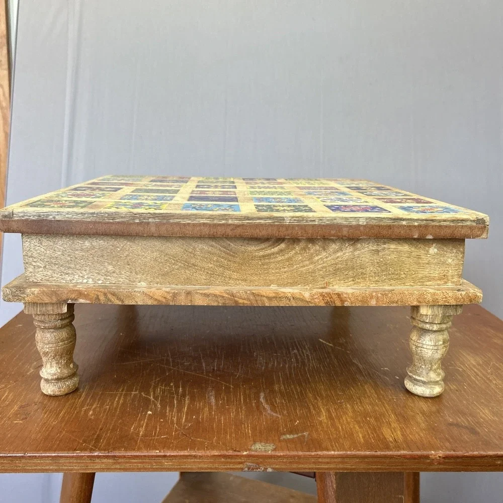 Wood Handmade Top Table Riser Monterrey Style w/36 Colored Tiles. 15